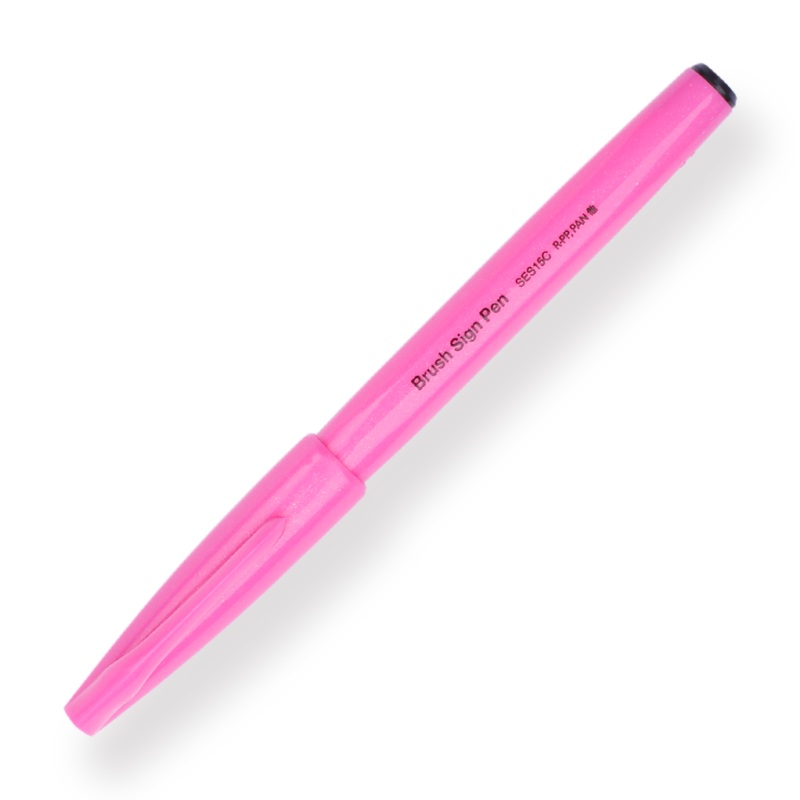 Pentel Fude Touch Brush Sign Pen – Fluorescent Pink – 2024 New Colors