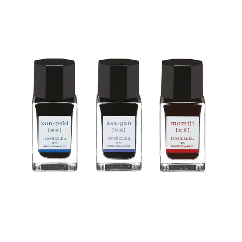 Pilot Iroshizuku 3 Colour Ink Bottle Set – Konpeki + Asagao + Momiji (15ml)