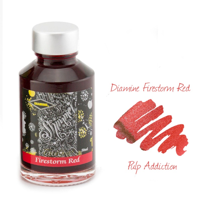 Diamine Shimmer Fountain Pen Ink – Firestorm Red 50ml Bottle