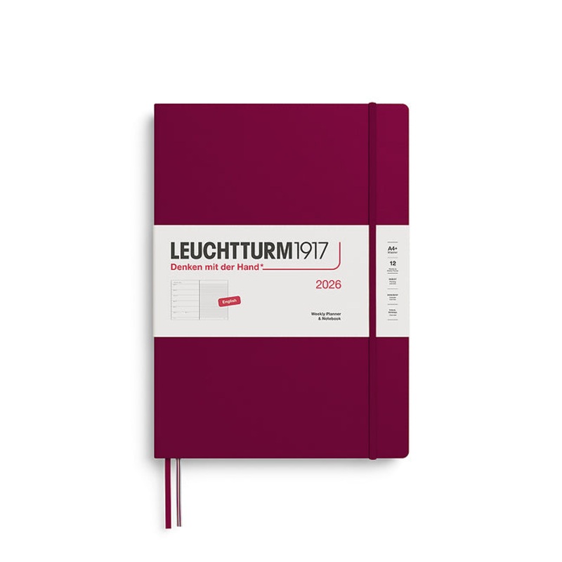 Leuchtturm1917 – 2026 Weekly Planner & Notebook (A4+), Hardcover, Port Red