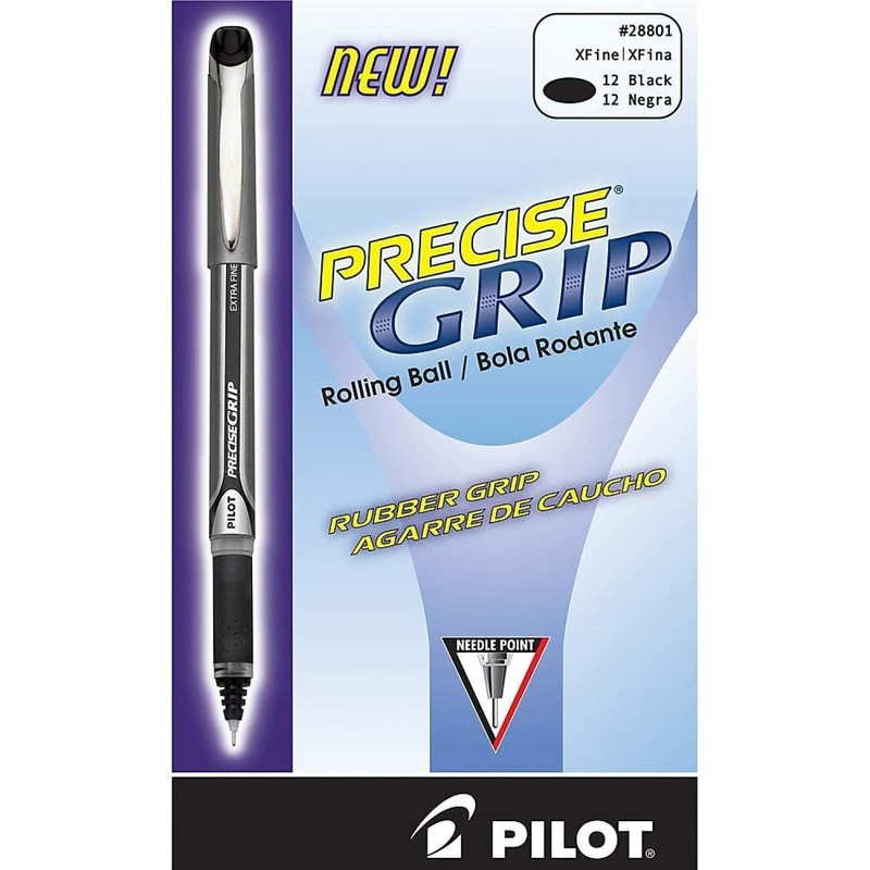 Pilot Precise Grip Rollerball Pen in Black – Pack of 12 Extra Fine