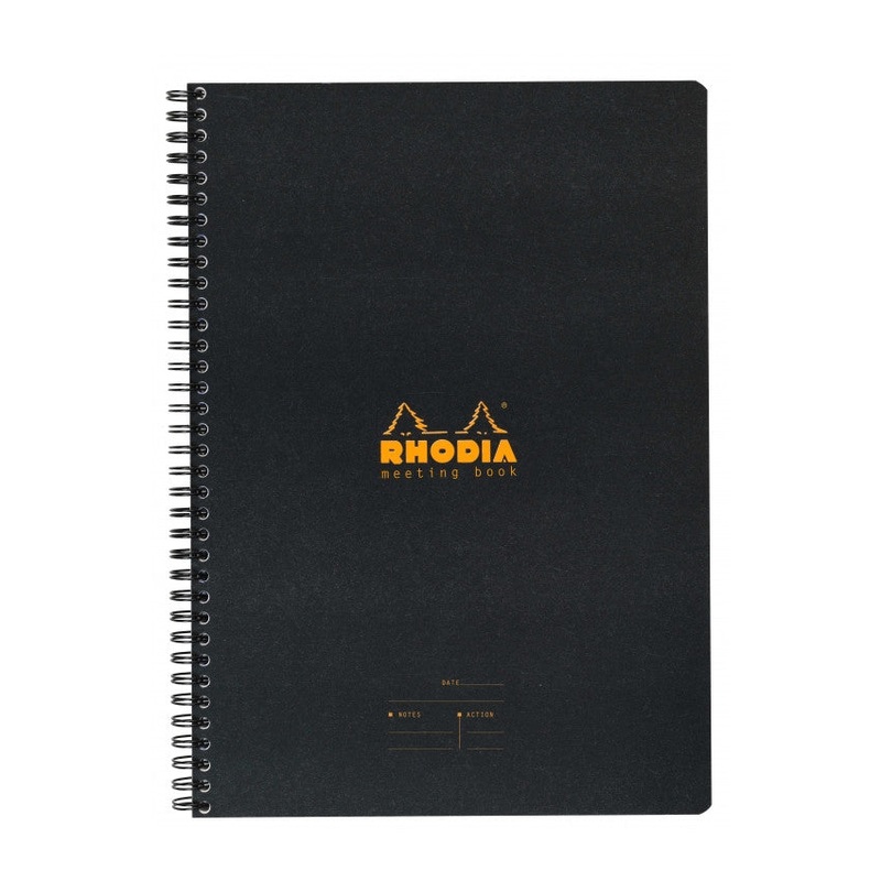Rhodia Meeting Paper Book 90g Paper – Lined 80 sheets – 6 1/2 x 8 1/4 – Black cover