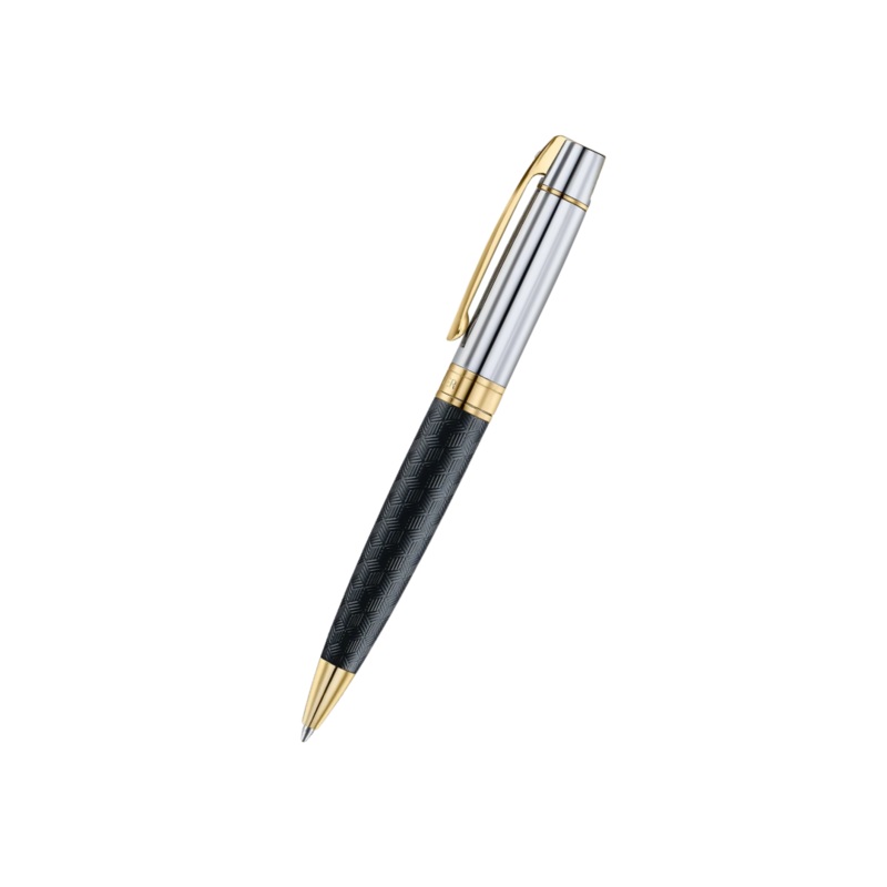 Sheaffer 300 9347 Ballpoint Pen – Engraved Black with Chrome Cap and Gold Trims