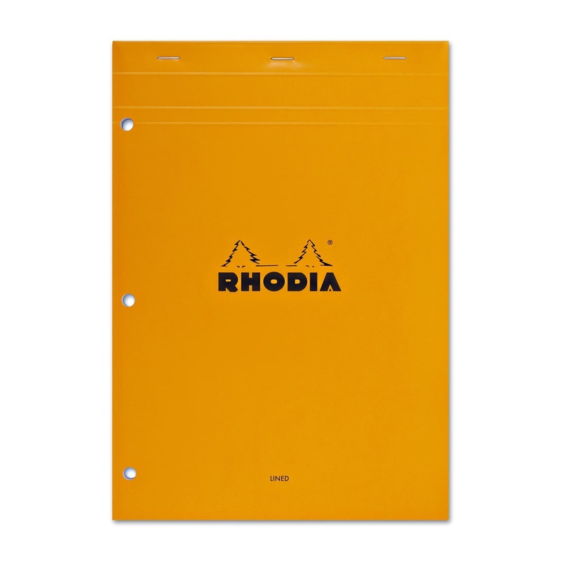 Rhodia No. 18 Lined Staplebound with 3 Hole Punch 8.25 x 11.75 in Orange