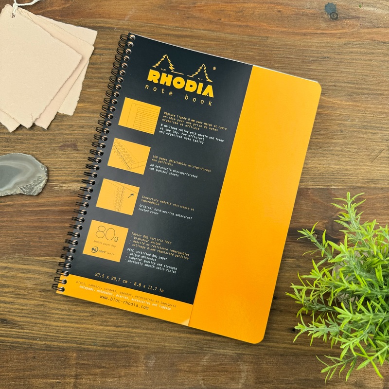 Rhodia Wirebound Notebook – Lined w/ margin 80 sheets – 9 x 11 3/4 – Orange cover
