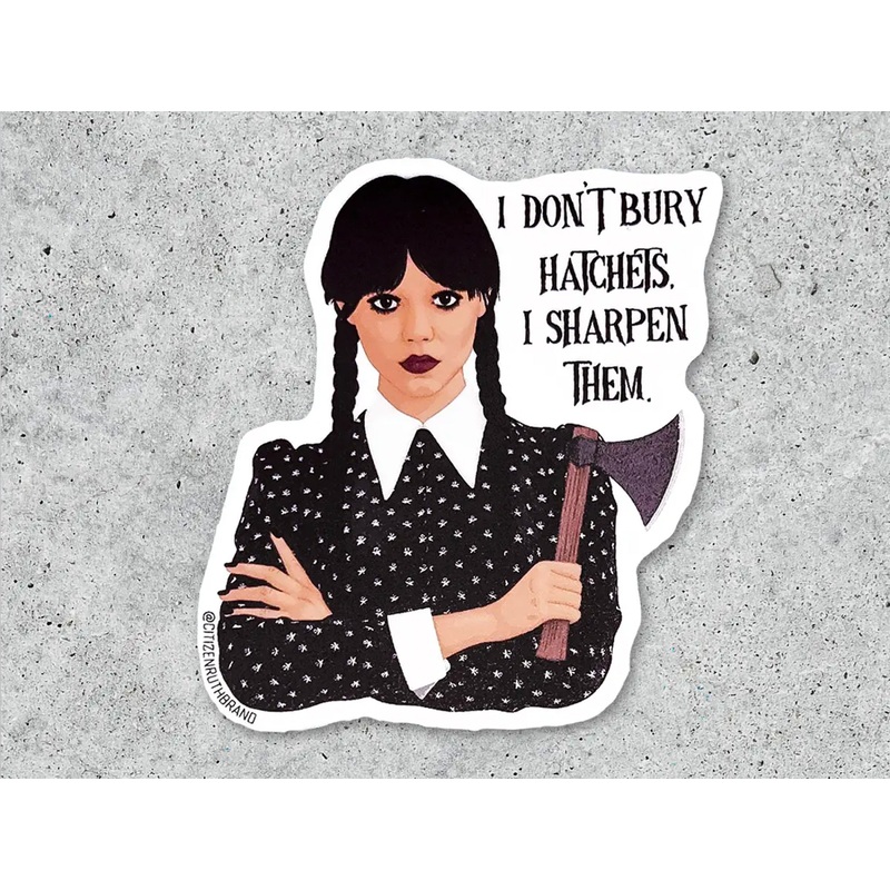 Wednesday Addams Hatchet Vinyl Sticker