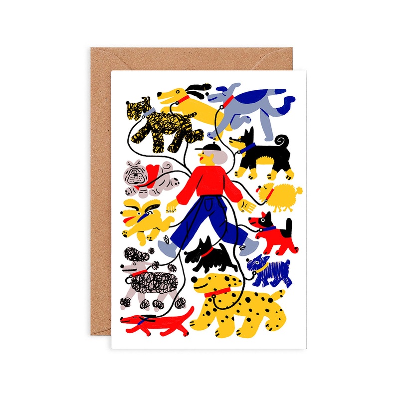 Dog Walker Greeting Card