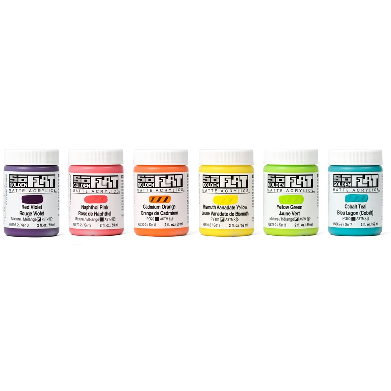 Golden SoFlat Matte Acrylics, Zing Set of 6