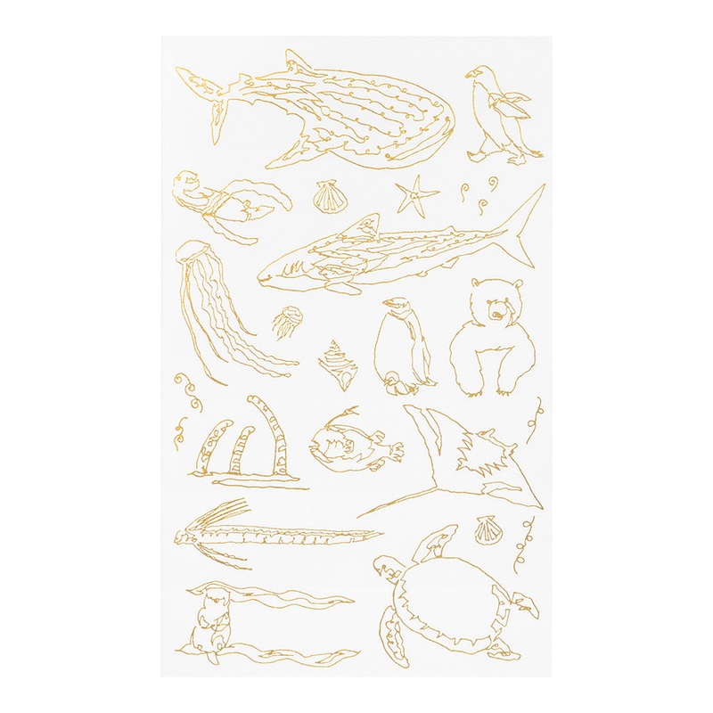 Midori Foil Transfer Stickers for Journaling – Sea Creatures