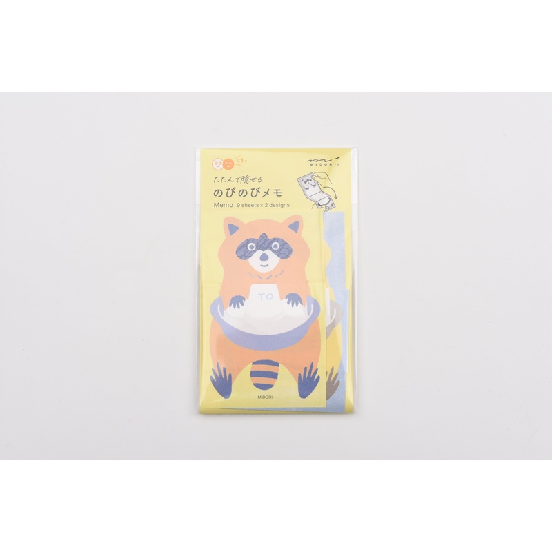 Midori Memo Pad – Stretchy Raccoon