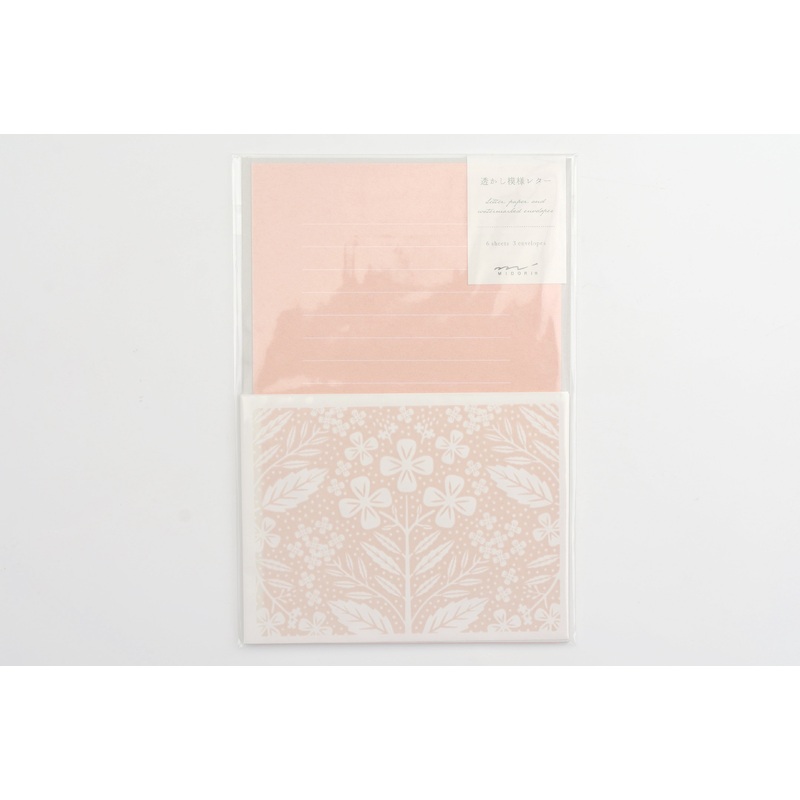 Midori Watermark Letter Set – Flower Pink