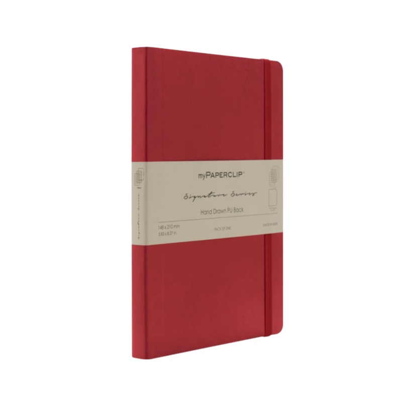 myPAPERCLIP Signature Series Vegan Leather Softcover A5 Notebook – Red Ruled