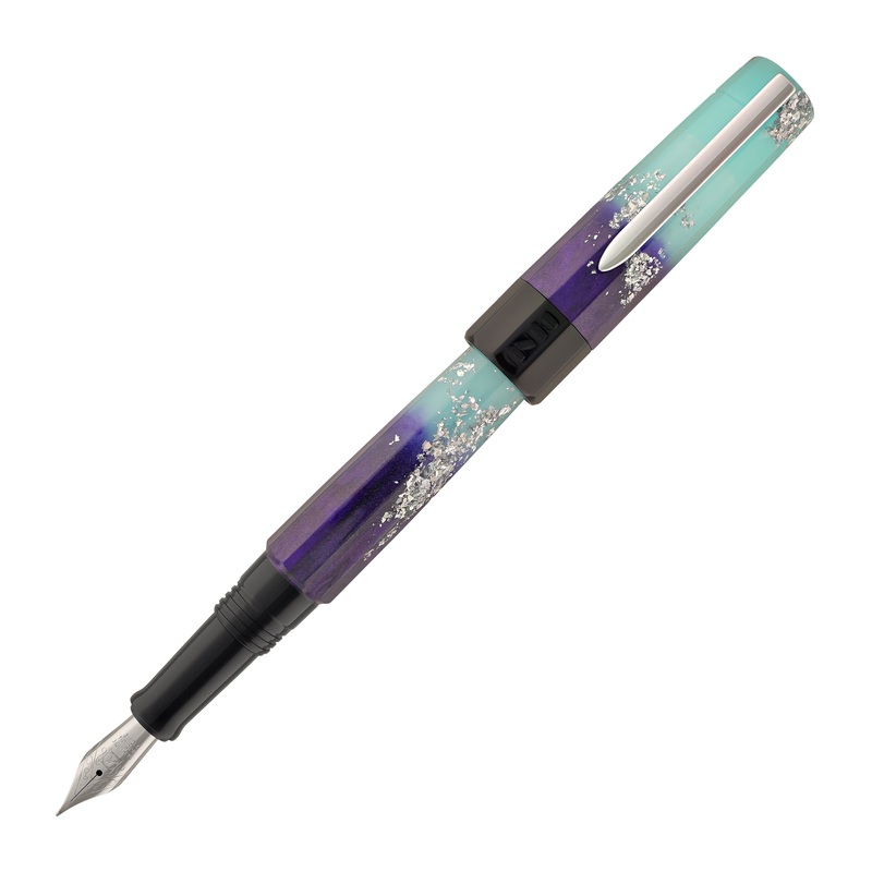 Benu Euphoria Fountain Pen in Ocean Breeze (Blue Glow) 1.5mm Stub