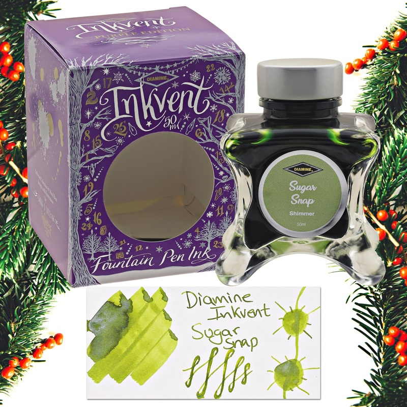 Diamine Inkvent Purple Edition Shimmer Bottled Ink in Sugar Snap – 50 mL