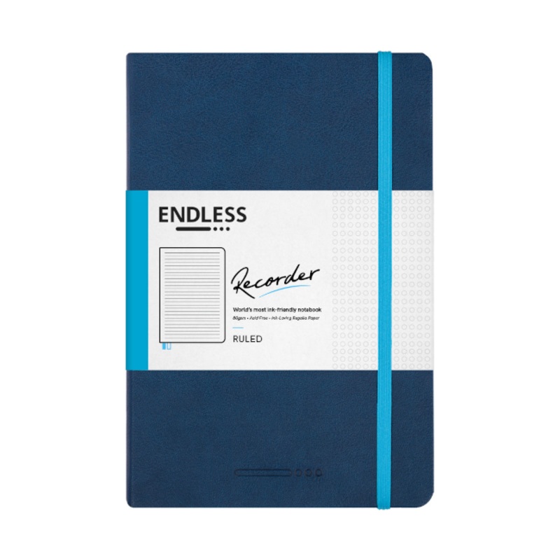 Endless A5 Recorder Notebook – Blue Deep Ocean, Ruled – 80gsm Regalia Paper