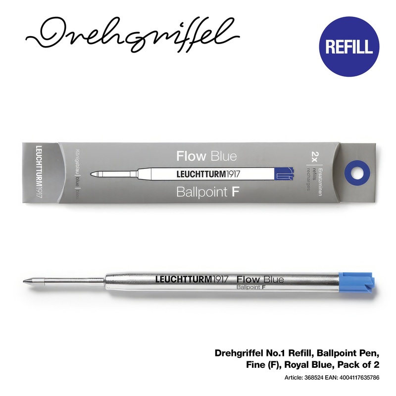 LEUCHTTURM1917 Drehgriffel No.1 Refill, Ballpoint Pen, Fine (F), Royal Blue – Pack of 2