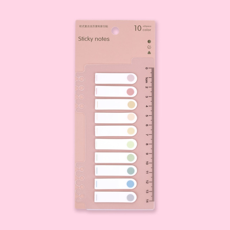 Tag Sticky Notes with Ruler – Set of 10 – Pastel Round