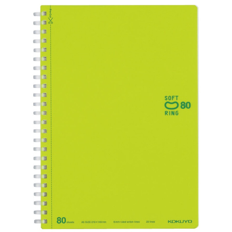 KOKUYO A5 Notebook Soft Ring Dot Ruled Line – Light Green