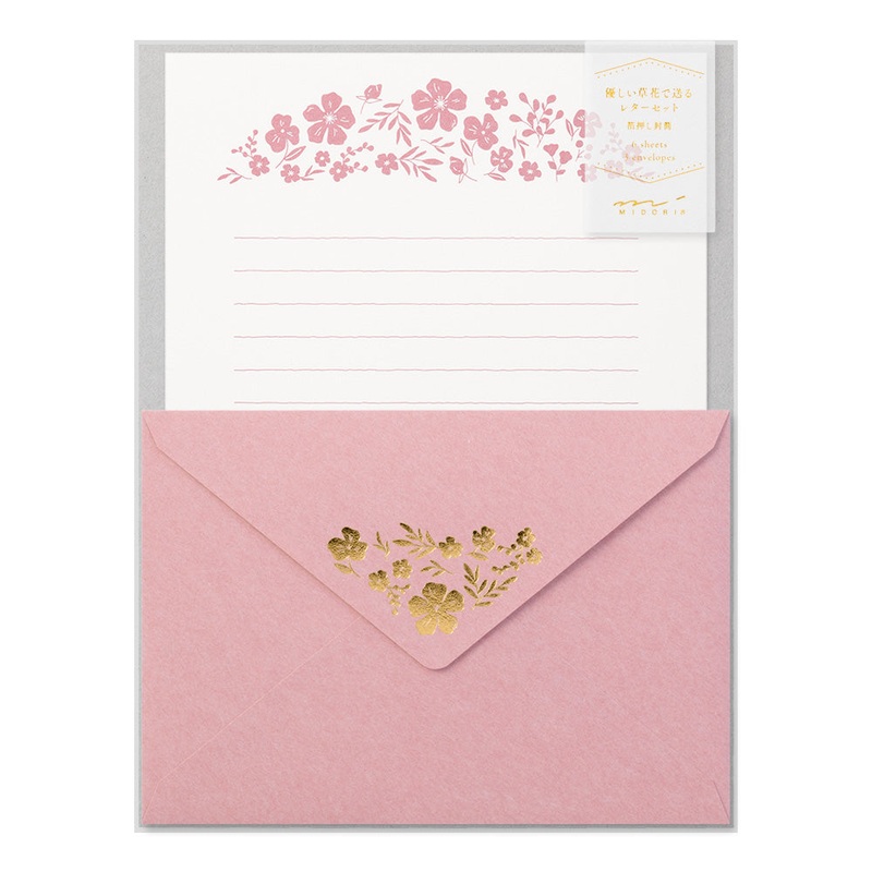 Letter Set Foil-stamped Envelopes Flowers