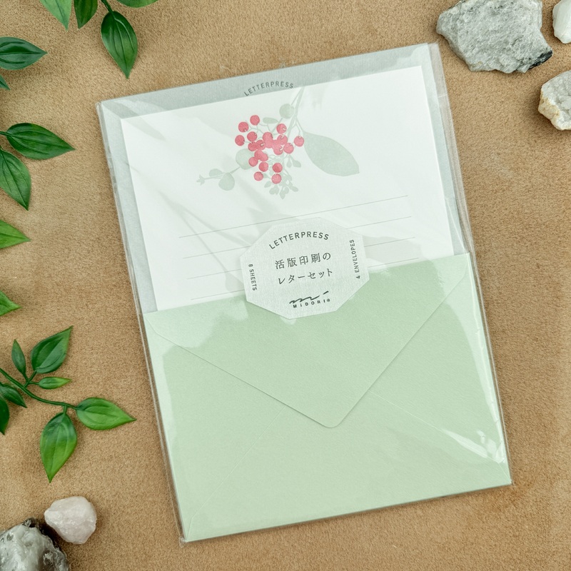 Midori Letterpress Stationery – Bouquet Red
