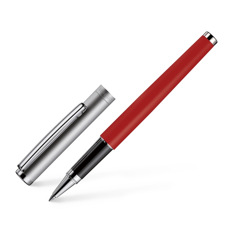 Otto Hut Rollerball Pen Design01- Frosted Red  Ruthenium