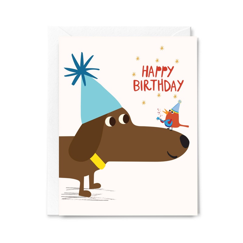 Happy Birthday Dachshund Card  Cute Dog with Guitar-Playing