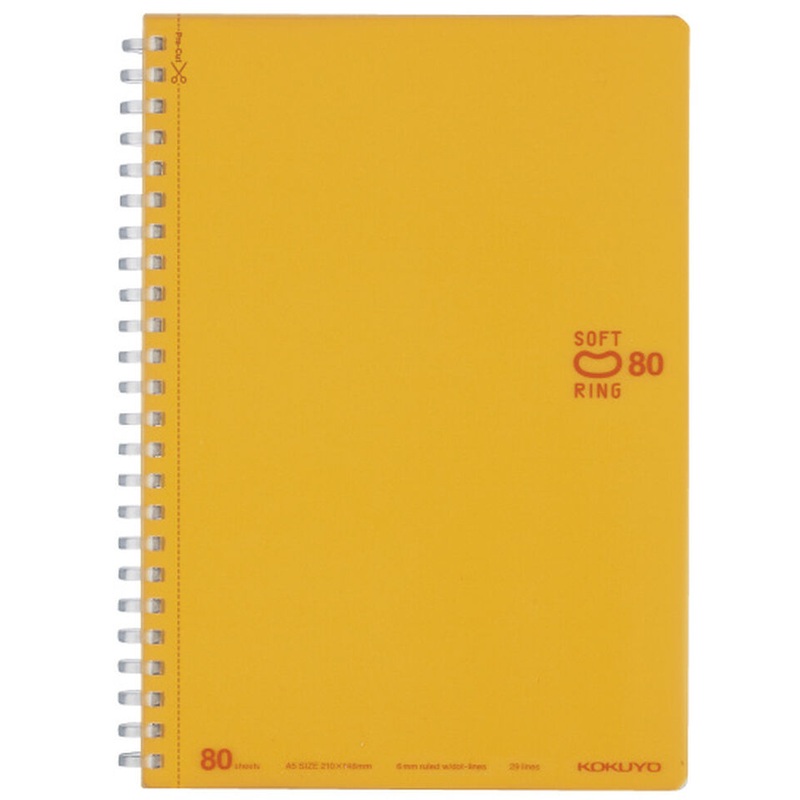 KOKUYO A5 Notebook Soft Ring Dot Ruled Line – Yellow Orange