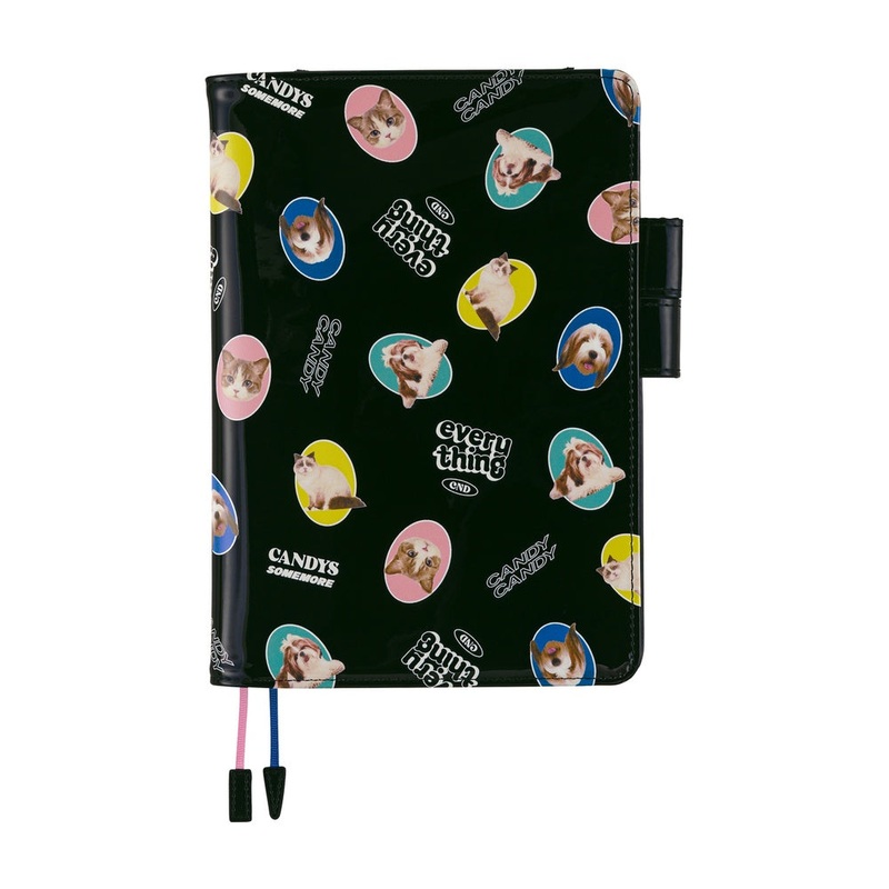 Hobonichi A5 Cover Candy Stripper- Random Dog and Cats (Black)