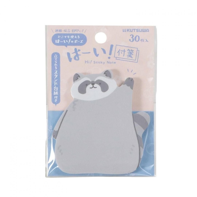 Kutsuwa Hi! Sticky Notes – Raccoon