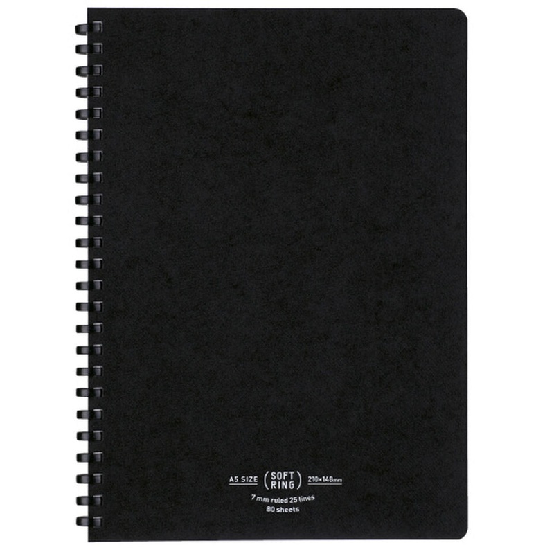 KOKUYO A5 Notebook Soft Ring Natural A Ruled – Black