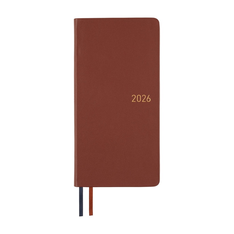 Hobonichi Weeks English Tall & Slim Leather- Wine Brown