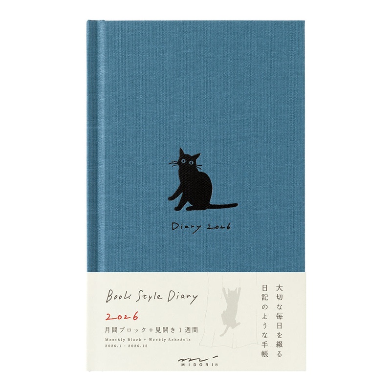 Midori Book Style Diary  Cat Navy 2026