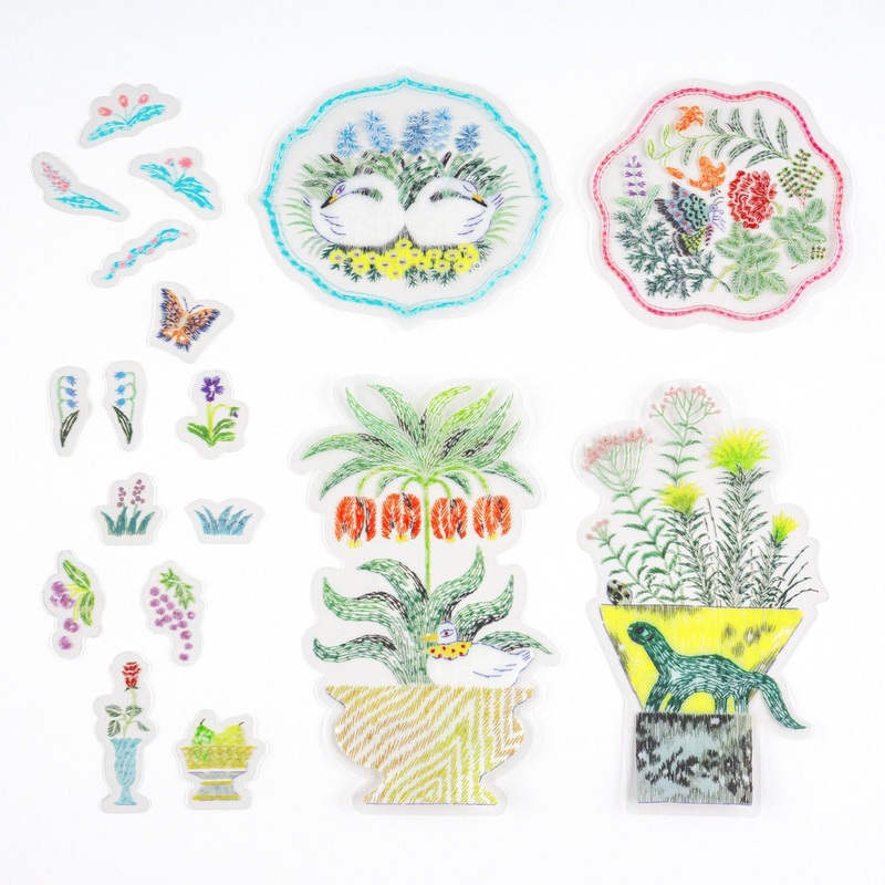Hobonichi Accessories Iyo Okum Transparent Embroidery Sticker Set – My Garden