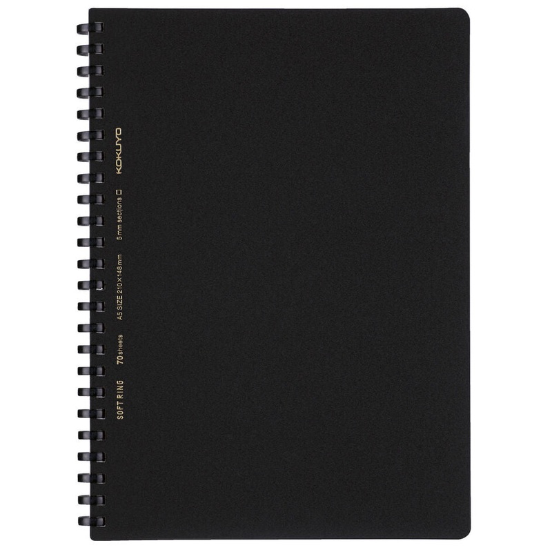 KOKUYO A5 Notebook Soft Ring Business Grid – Black