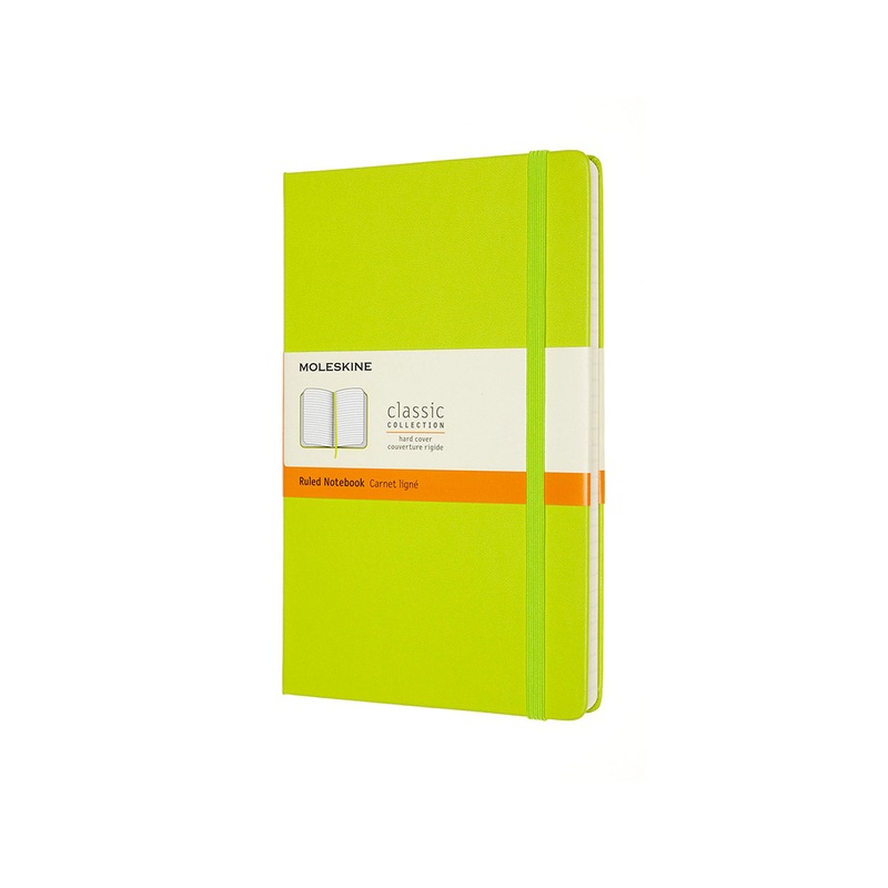 Classic Large Hard Cover Notebook Ruled Lemon Green