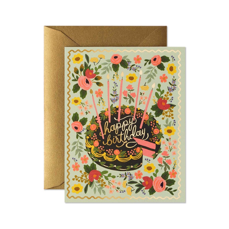 Floral Cake Birthday Greeting Card