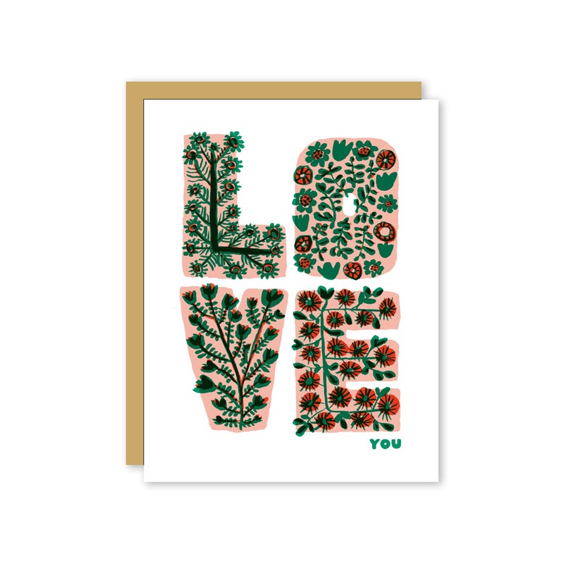 Floral Love Letters Greeting Card