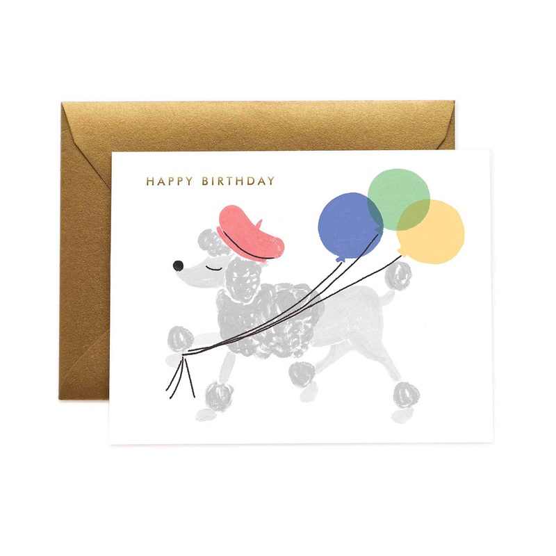 French Poodle Birthday Greeting Card