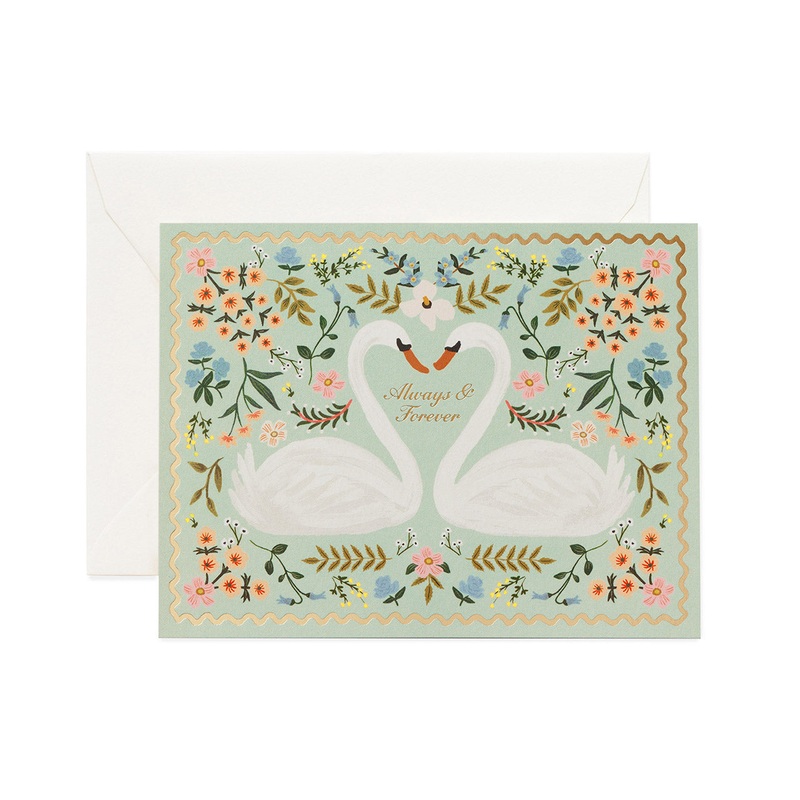 Always & Forever Swans Wedding Greeting Card