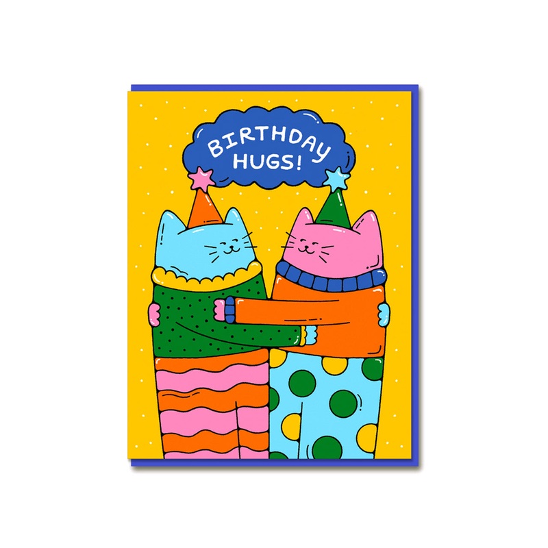 Birthday Hugging Cats Greeting Card