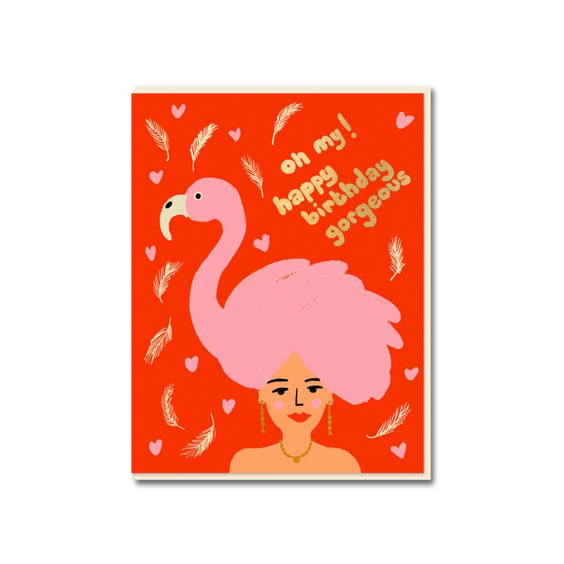 Flamingo Girl Birthday Card