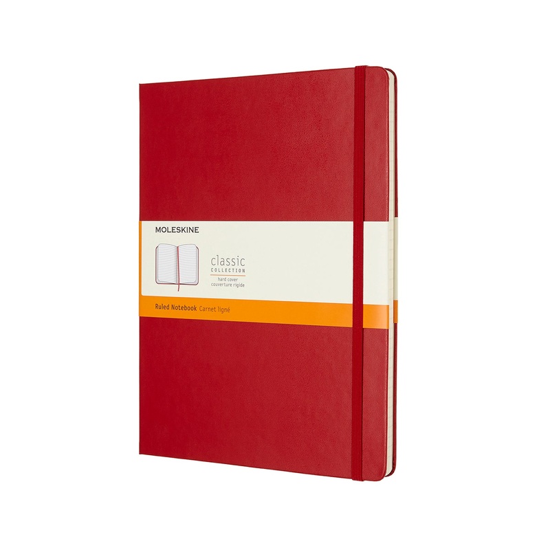 Classic Extra Large Hard Cover Notebook Ruled Scarlet Red