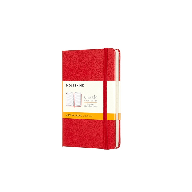 Classic Pocket Hard Cover Notebook Ruled Scarlet Red