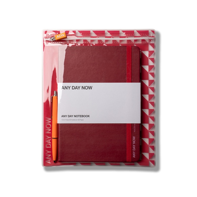 Notebook, Pen and Pouch Gift Set Plum & Orange
