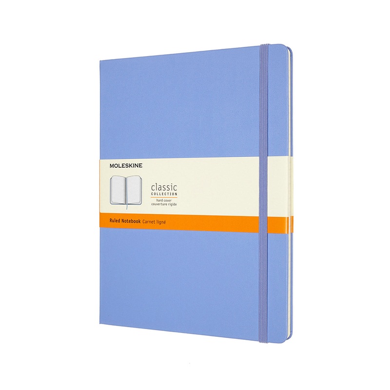 Classic Extra Large Hard Cover Notebook Ruled Hydrangea Blue
