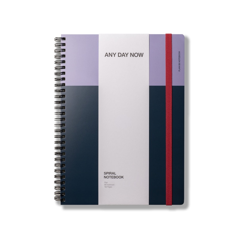 Spiral Bright Notebook B5 Lilac and Navy Plain