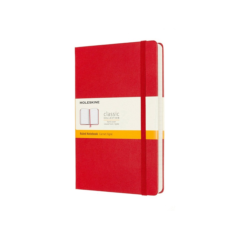 Classic Large Hard Cover Expanded Notebook Ruled Scarlet Red