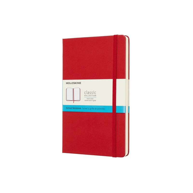 Classic Large Hard Cover Notebook Dot Grid Scarlet Red