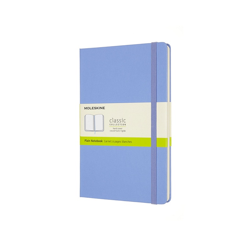 Classic Large Hard Cover Notebook Plain Hydrangea Blue
