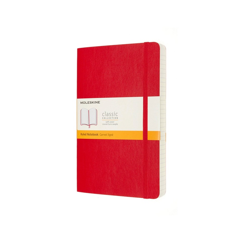 Classic Large Soft Cover Expanded Notebook Ruled Scarlet Red